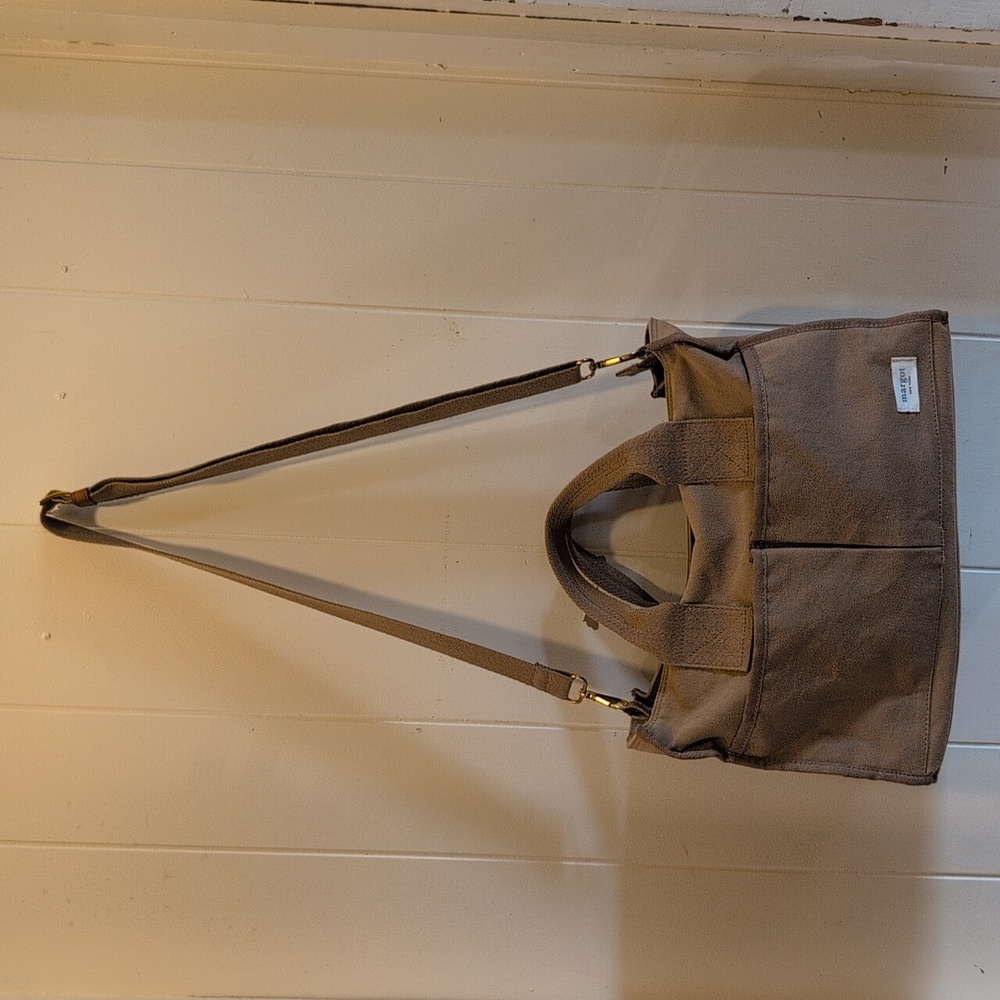Margot New York Bianca Tan Canvas Satchel Purse Bag Tote